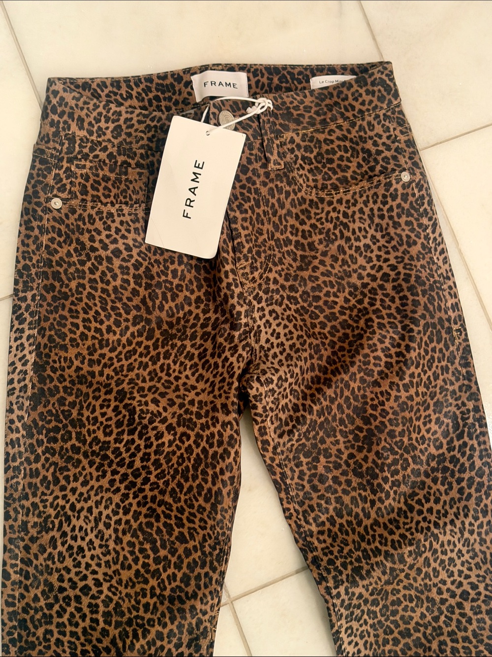 NWT Frame Denim Leopard Le Crop Mini Boot MidRise Jeans Size 25 - Picture 4 of 9